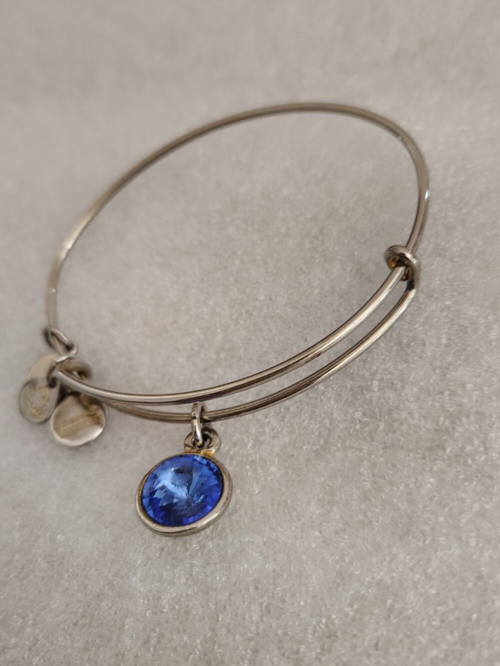 Alex and Ani Sapphire Birthstone September Silver Charm Bracelet Bangle 166